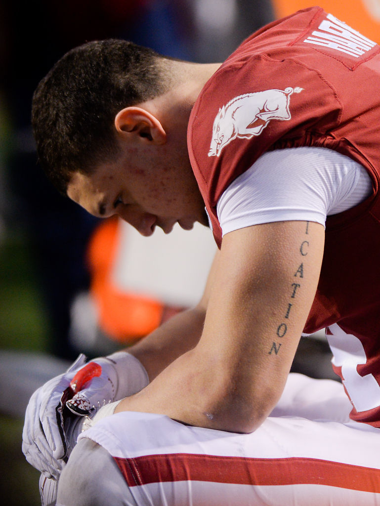 Chase Harrell rests on the bench